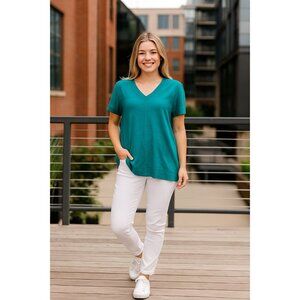 Westbound  V-Neck Top PM TealShort Sleeve Modal Cotton Soft Tee Classic